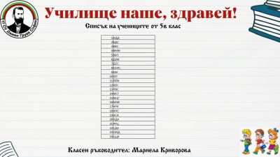 Списък и разпределение на учениците от 5 клас за учебната 2024/2025 година 3